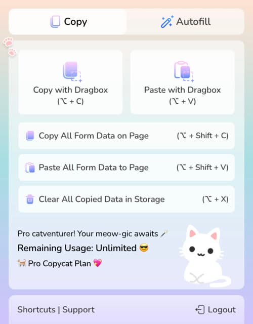 Screenshot of MultiField CopyCat - Copy Panel
