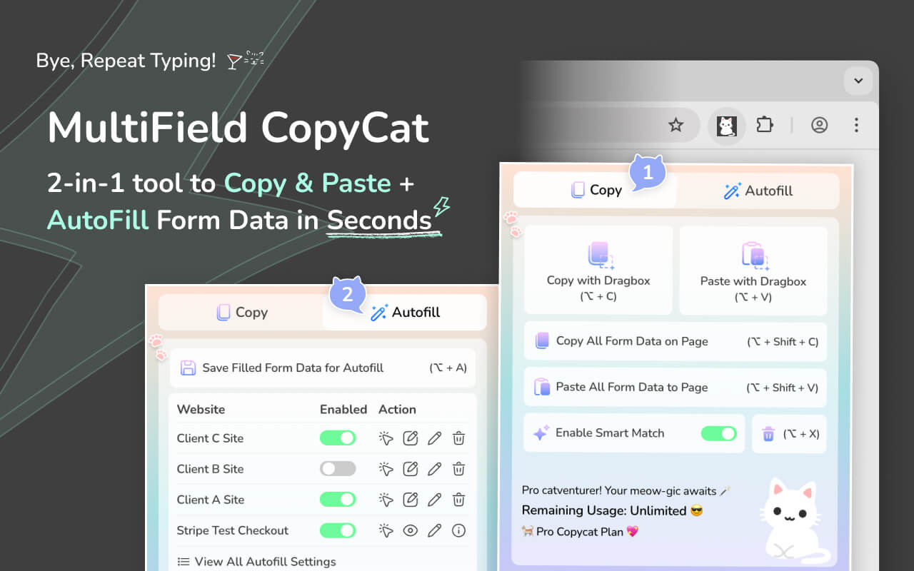 Autofill Form & Copy Form Chrome Extension | MultiField CopyCat: