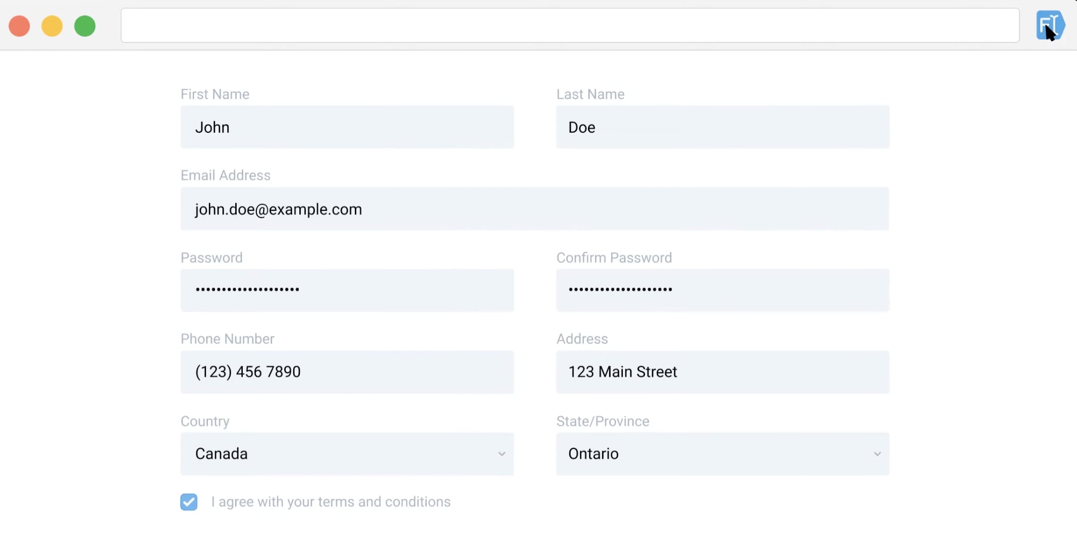 Screenshot of Fake Filler