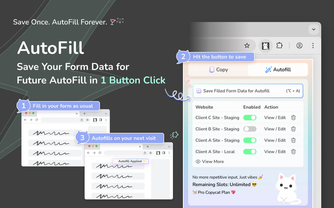 MultiField CopyCat: Save Form Data for Future Autofill