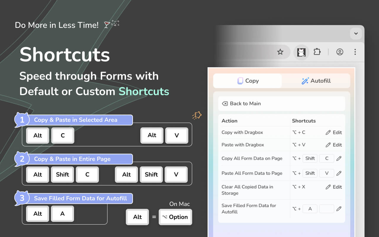 MultiField CopyCat: Web Extension with Customizable Keyboard Shortcuts to Copy & Autofill Forms
