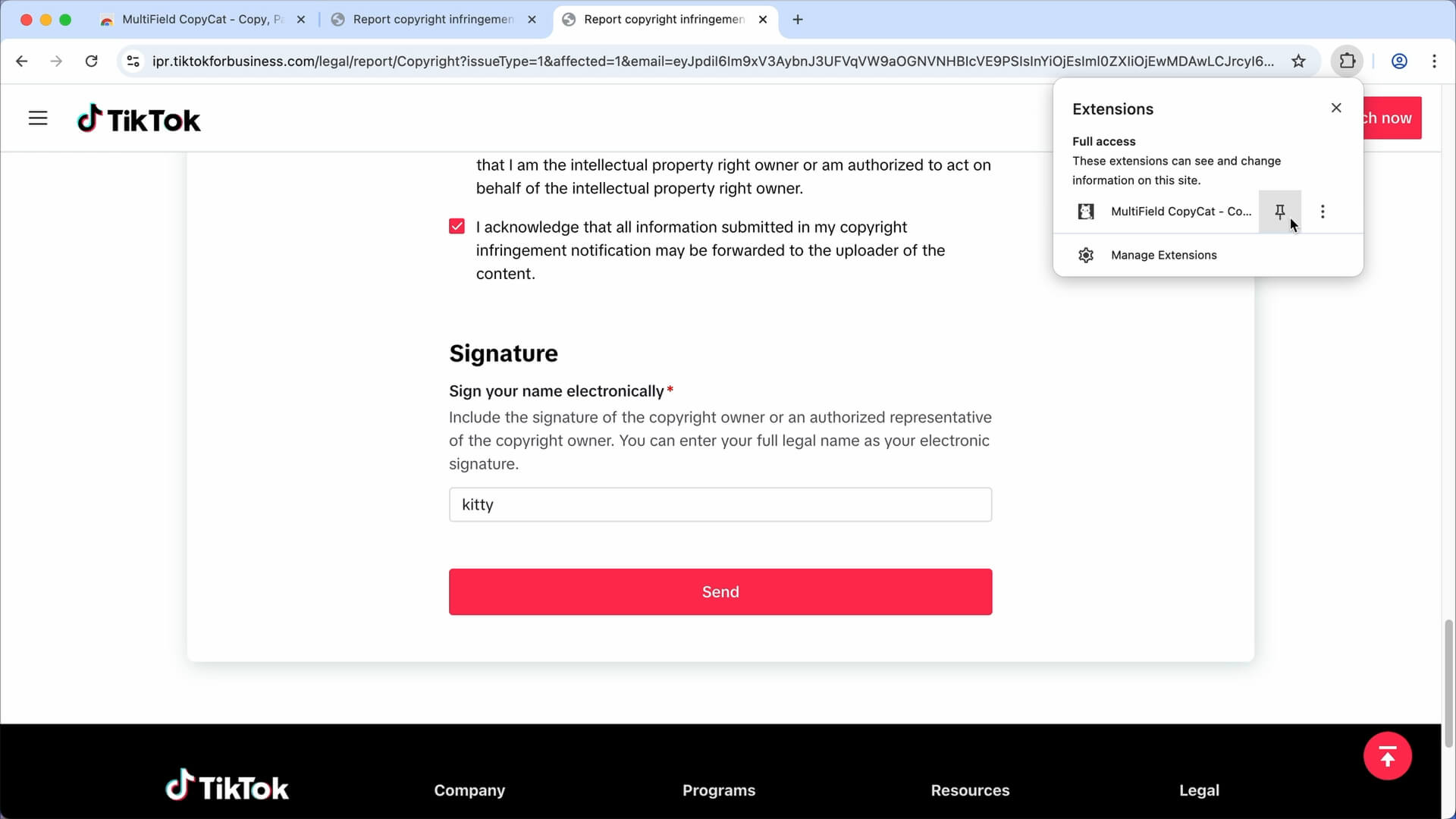 Email is now verified | MultiField CopyCat
