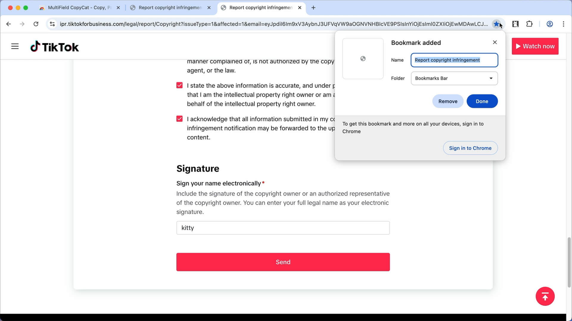 Bookmark the form link for faster access | MultiField CopyCat